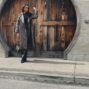 Stylish Brown Leather Trench Coat